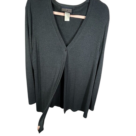 Herman Geist Vintage Charcoal Grey One Button Cardigan Sweater Size‎ Large - Picture 7 of 11